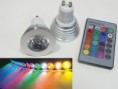 RGB žárovka s paticí GU10 úhel svitu 60˚, barva světla RGB, 3W, 230V